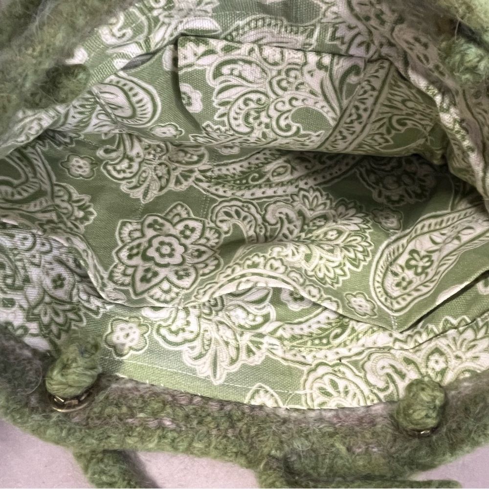Green Striped Wool Bag Boho Furry Gray Brown Boho Twee Felted Purse Handbag - Picture 8 of 8